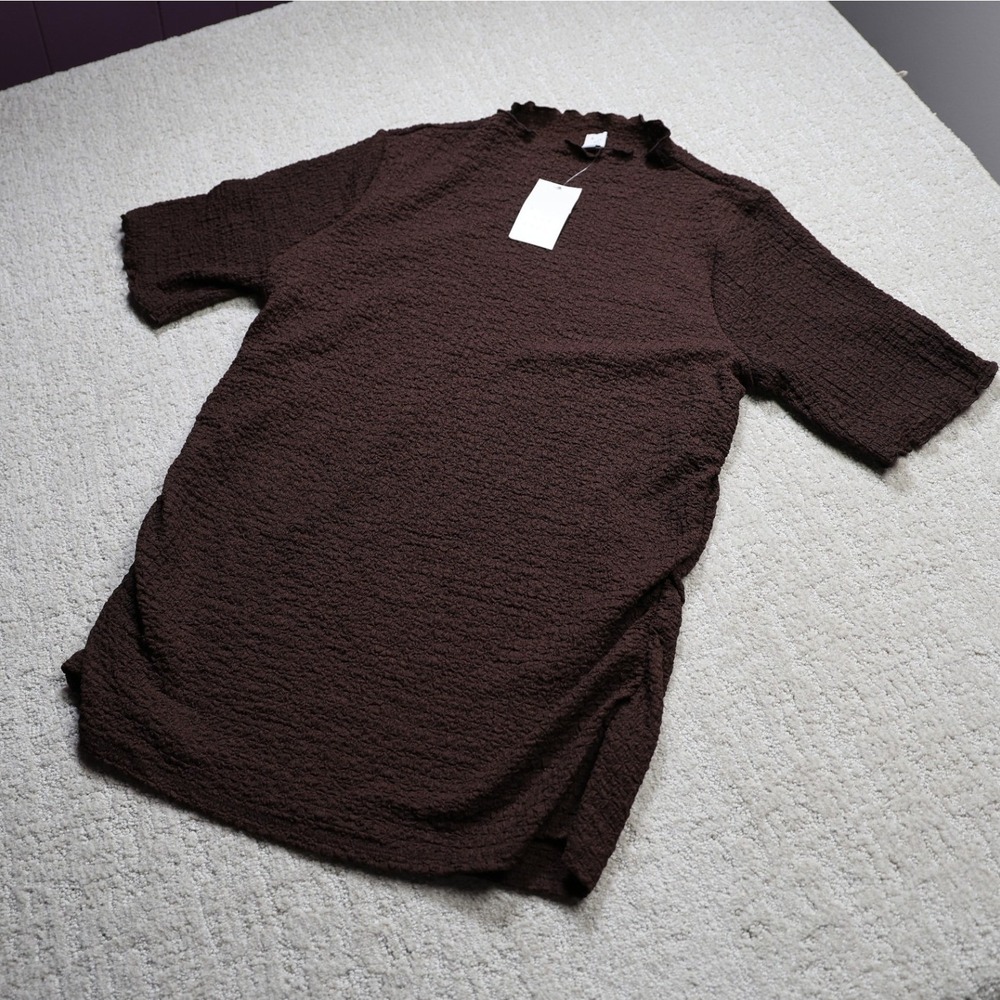 A New Day Brown Popcorn Texture Mock Neck Top XXL NWT